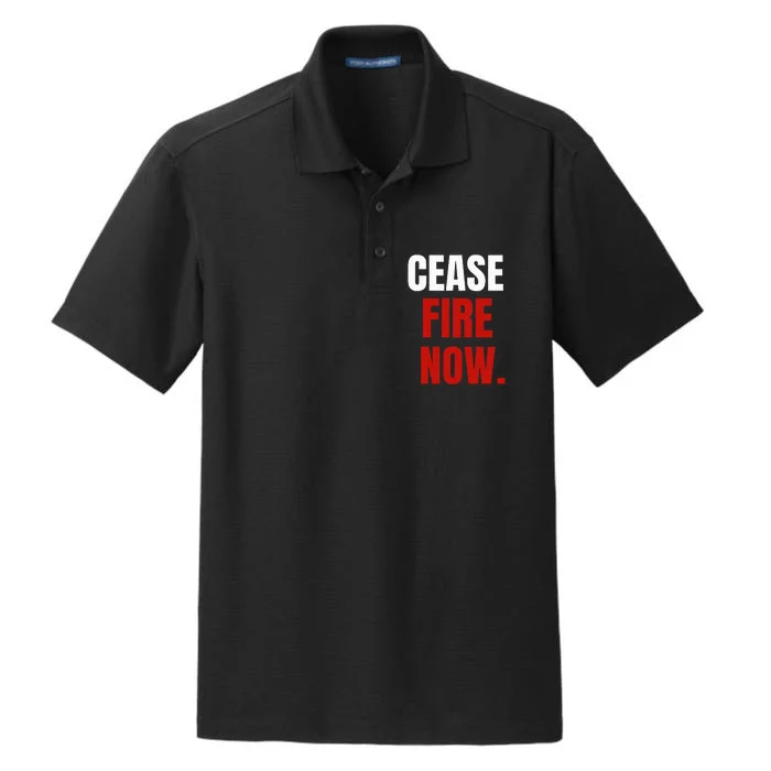 Cease fire Now. Dry Zone Grid Performance Polo