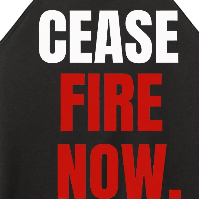 Cease fire Now. Women’s Perfect Tri Rocker Tank