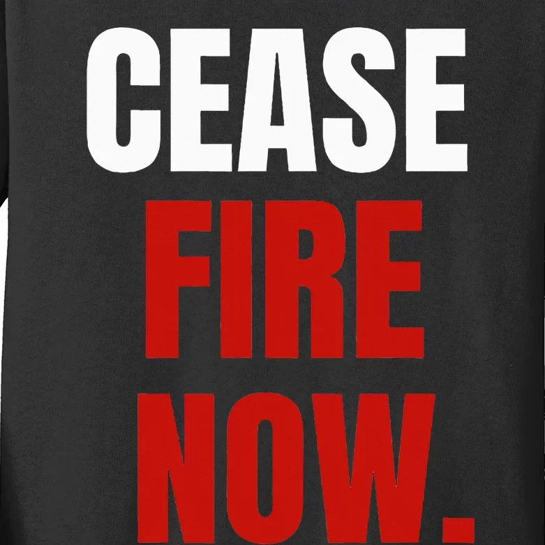 Cease fire Now. Kids Long Sleeve Shirt