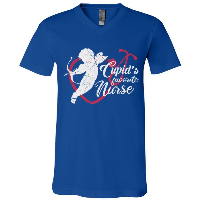 Cupid's Favorite Nurse Cute Gift Valentines Day Gift V-Neck T-Shirt