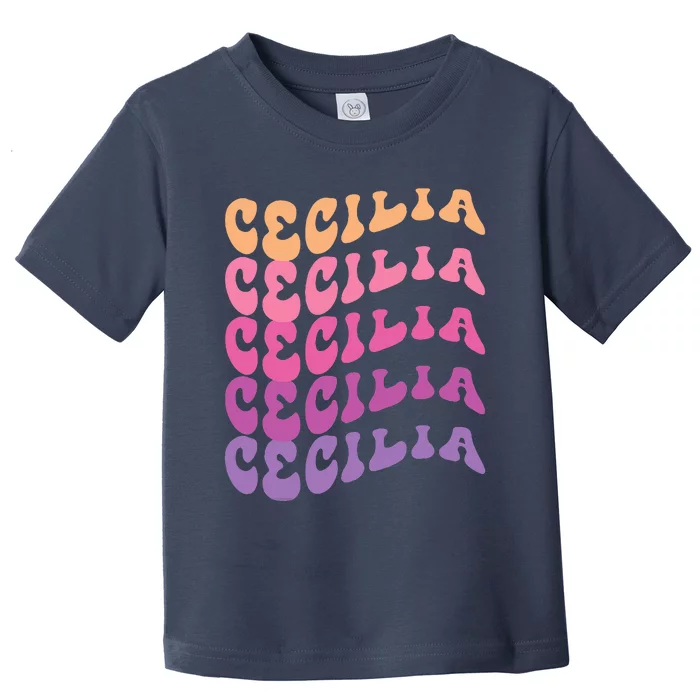 Cecilia First Name I Love Cecilia Girl Boy Groovy Vintage Toddler T-Shirt