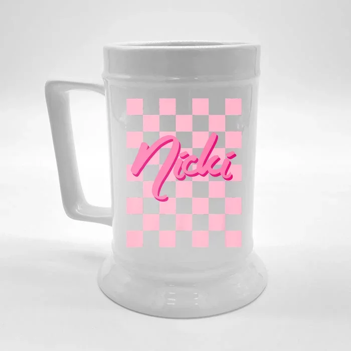 Cute First Name Nicki Front & Back Beer Stein