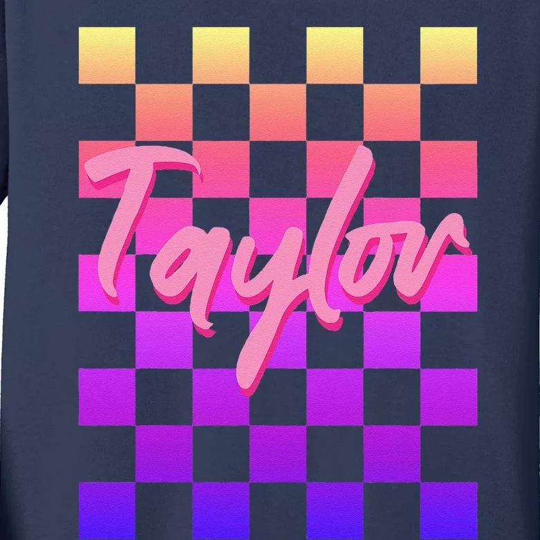 Cute First Name Taylor Boy Girl Kids Long Sleeve Shirt