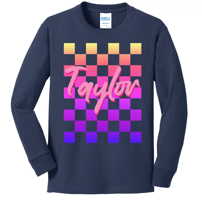 Cute First Name Taylor Boy Girl Kids Long Sleeve Shirt