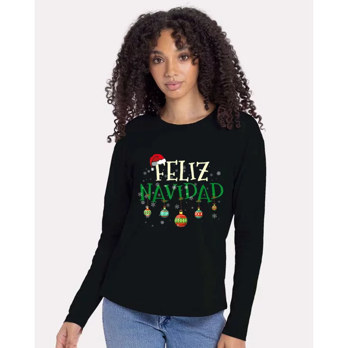 Christmas Feliz Navidad Santa Hat TShirt Womens Cotton Relaxed Long Sleeve T-Shirt