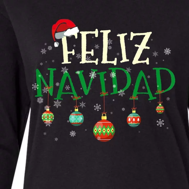 Christmas Feliz Navidad Santa Hat TShirt Womens Cotton Relaxed Long Sleeve T-Shirt