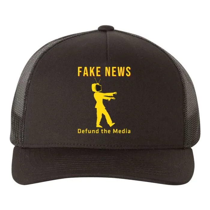 Conservative Fake News Defund The Media Yupoong Adult 5-Panel Trucker Hat