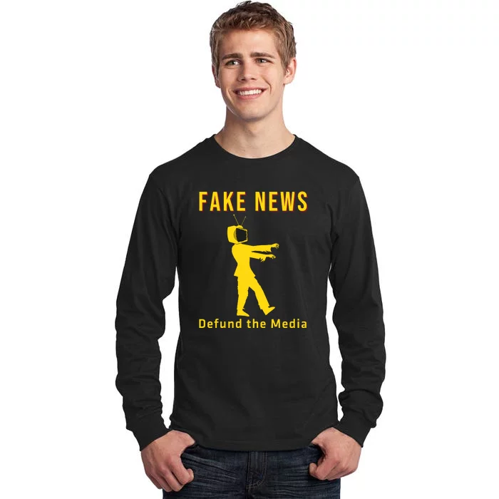 Conservative Fake News Defund The Media Tall Long Sleeve T-Shirt