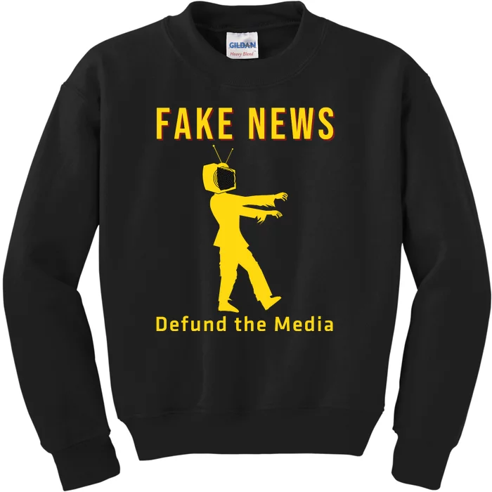 Conservative Fake News Defund The Media Kids Sweatshirt