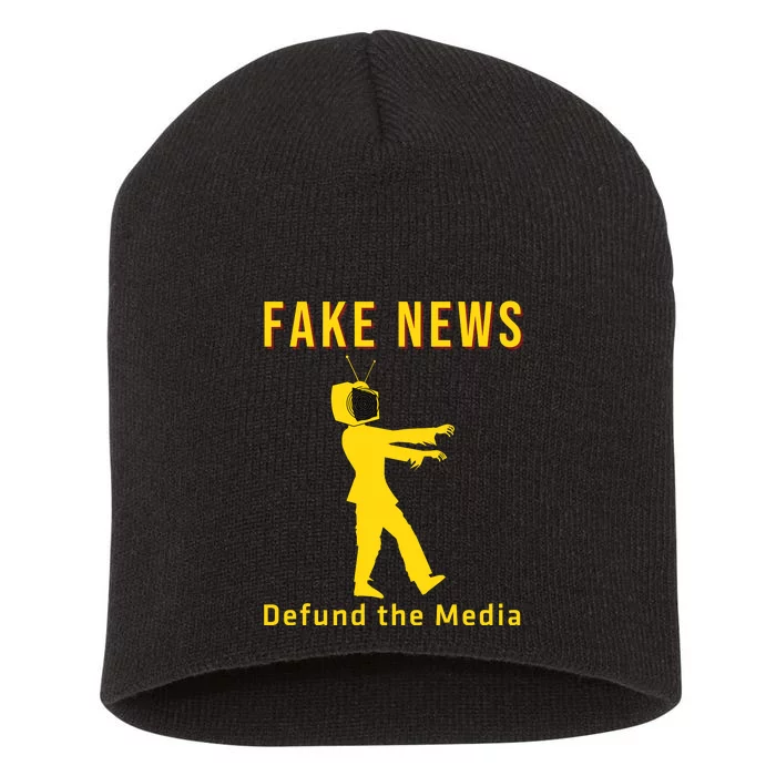 Conservative Fake News Defund The Media Short Acrylic Beanie