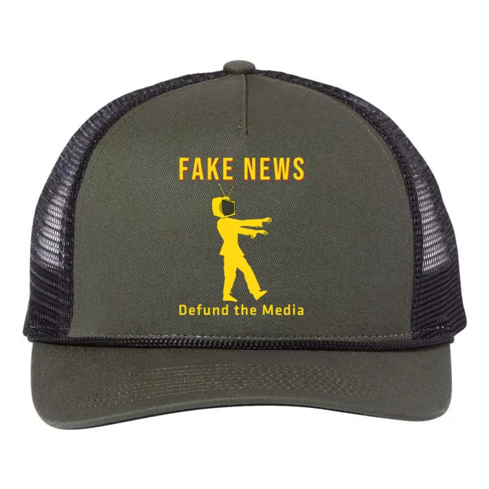 Conservative Fake News Defund The Media Retro Rope Trucker Hat Cap