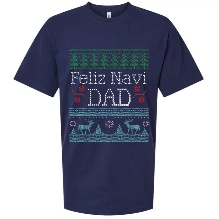 Christmas Feliz Navi Dad Xmas Pun Sueded Cloud Jersey T-Shirt