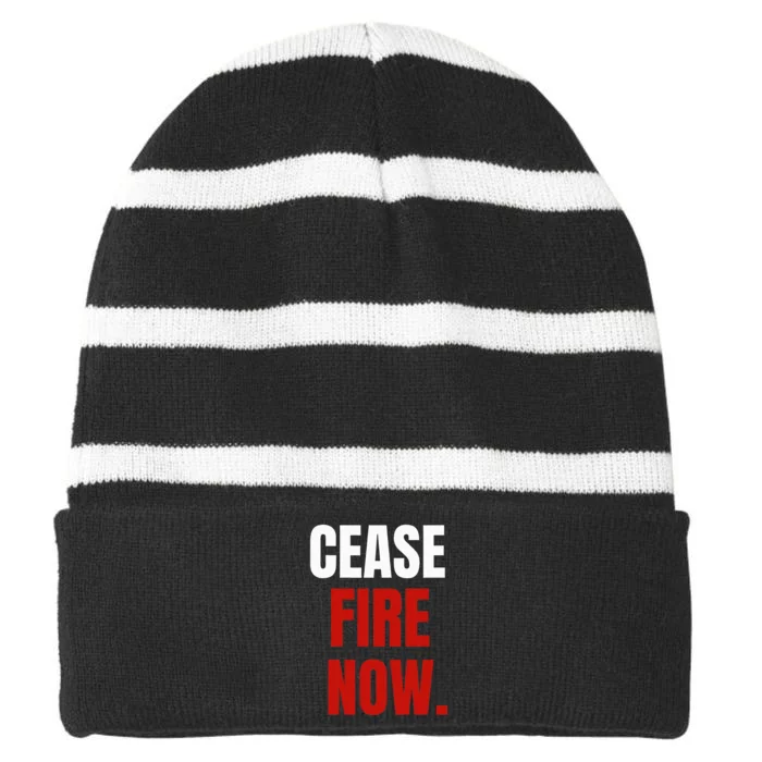 C.ease fire Now. Striped Beanie with Solid Band