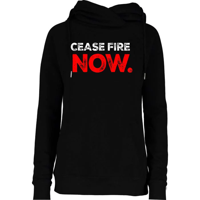 Cease Fire Now Trending Design Womens Funnel Neck Pullover Hood