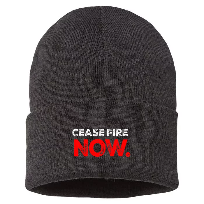 Cease Fire Now Trending Design Sustainable Knit Beanie