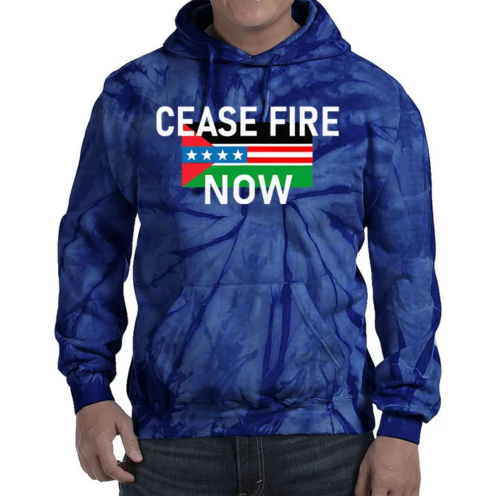 Cease Fire Now Cool Palestine Us Flags Of Solidarity Tie Dye Hoodie