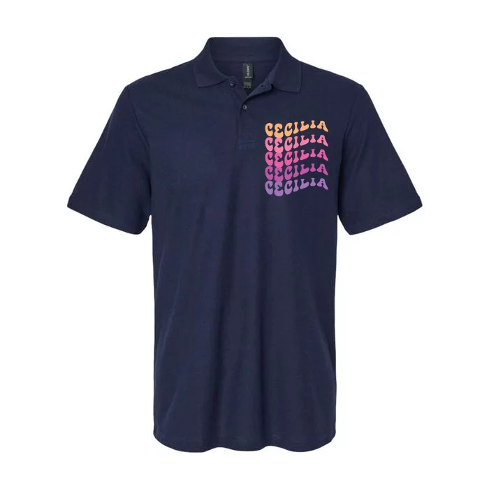 Cecilia First Name I Love Cecilia Girl Boy Groovy Vintage Softstyle Adult Sport Polo