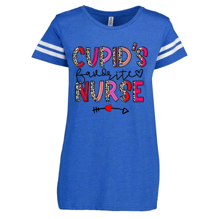 Cupid's Favorite Nurse Happy Valentines Day Pink Leopard Enza Ladies Jersey Football T-Shirt