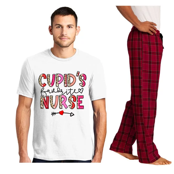 Cupid's Favorite Nurse Happy Valentines Day Pink Leopard Pajama Set