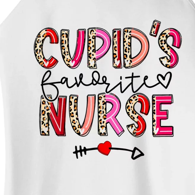 Cupid's Favorite Nurse Happy Valentines Day Pink Leopard Women’s Perfect Tri Rocker Tank