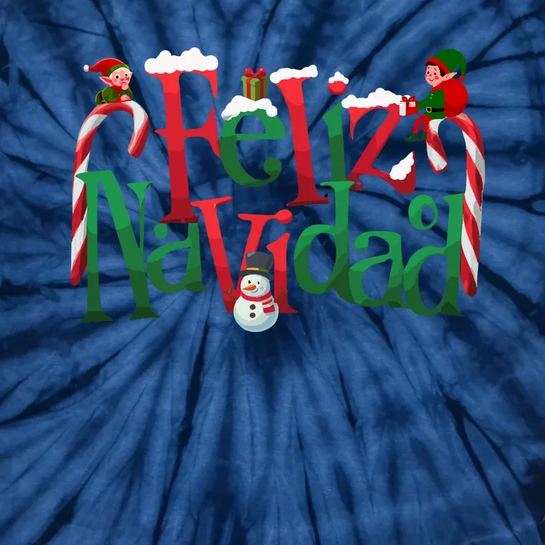 Cool Feliz Navidad Christmas Elf Tie-Dye T-Shirt