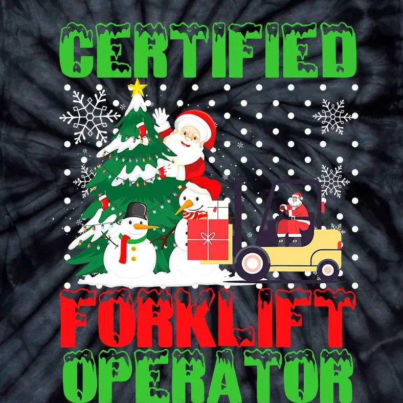 Certified Forklift Operator Christmas Pajamas Driver Xmas Tie-Dye T-Shirt