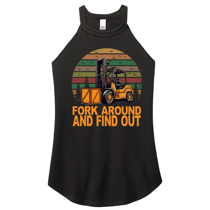 Certified Forklift Operator Fork Around And Find Out Women’s Perfect Tri Rocker Tank