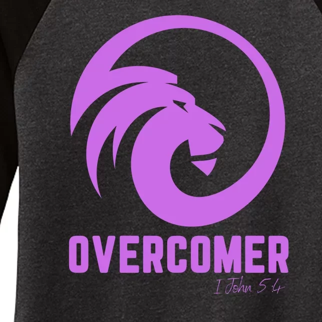 Christian Faith Overcomer Motivational Lion Of Judah Women's Tri-Blend 3/4-Sleeve Raglan Shirt