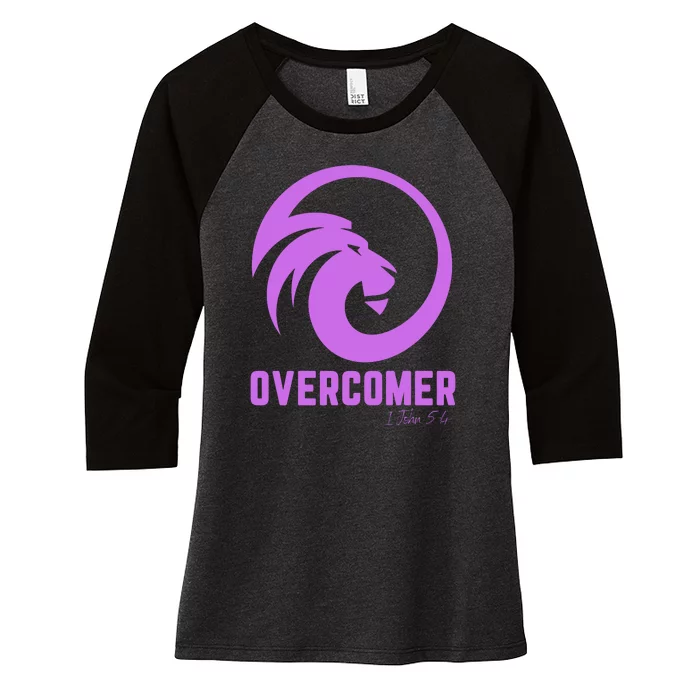 Christian Faith Overcomer Motivational Lion Of Judah Women's Tri-Blend 3/4-Sleeve Raglan Shirt