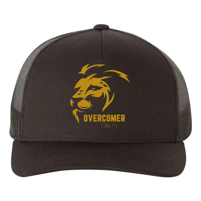 Christian Faith Overcomer Motivational Lion Of Judah Yupoong Adult 5-Panel Trucker Hat