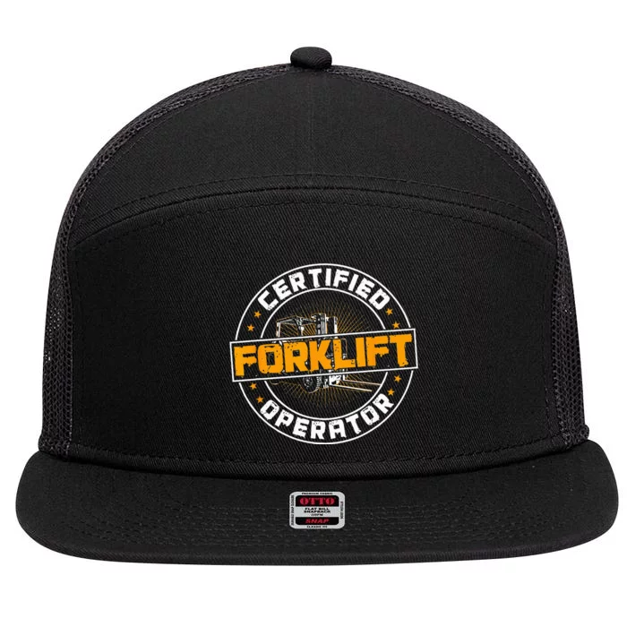 Certified Forklift Operator Funny Fork Lift Driver 7 Panel Mesh Trucker Snapback Hat