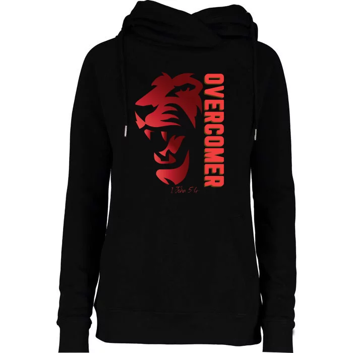 Christian Faith Overcomer Motivational Lion Of Judah Womens Funnel Neck Pullover Hood