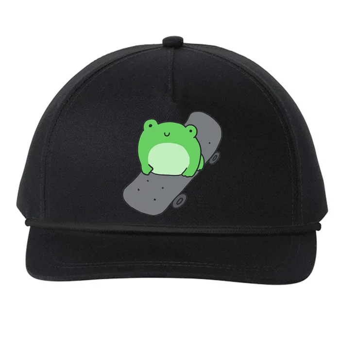 Cute Frog On Skateboard Kawaii Aesthetic Frog Snapback Five-Panel Rope Hat