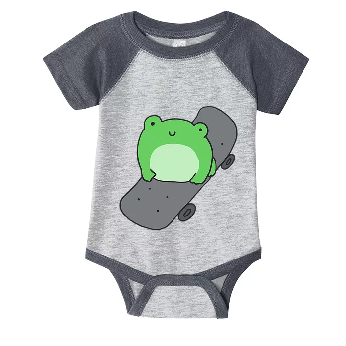 Cute Frog On Skateboard Kawaii Aesthetic Frog Infant Baby Jersey Bodysuit