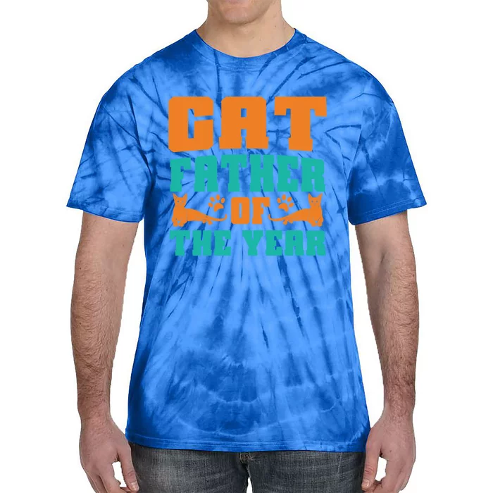 Cat Father Of The Year Cat Dad Gift Tie-Dye T-Shirt