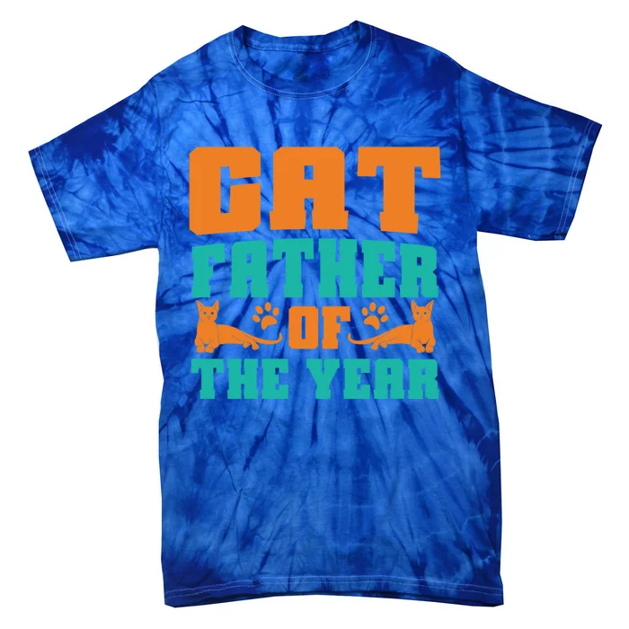 Cat Father Of The Year Cat Dad Gift Tie-Dye T-Shirt