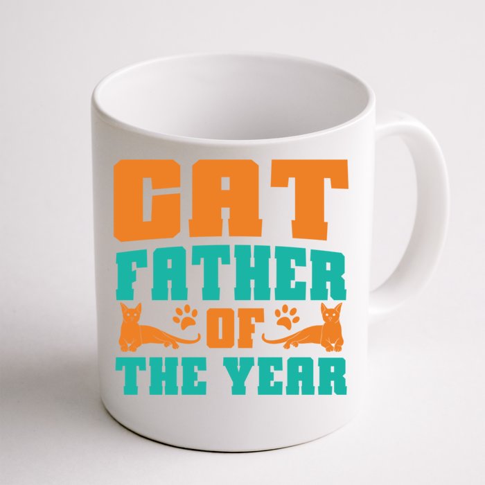 Cat Father Of The Year Cat Dad Gift Front & Back Coffee Mug