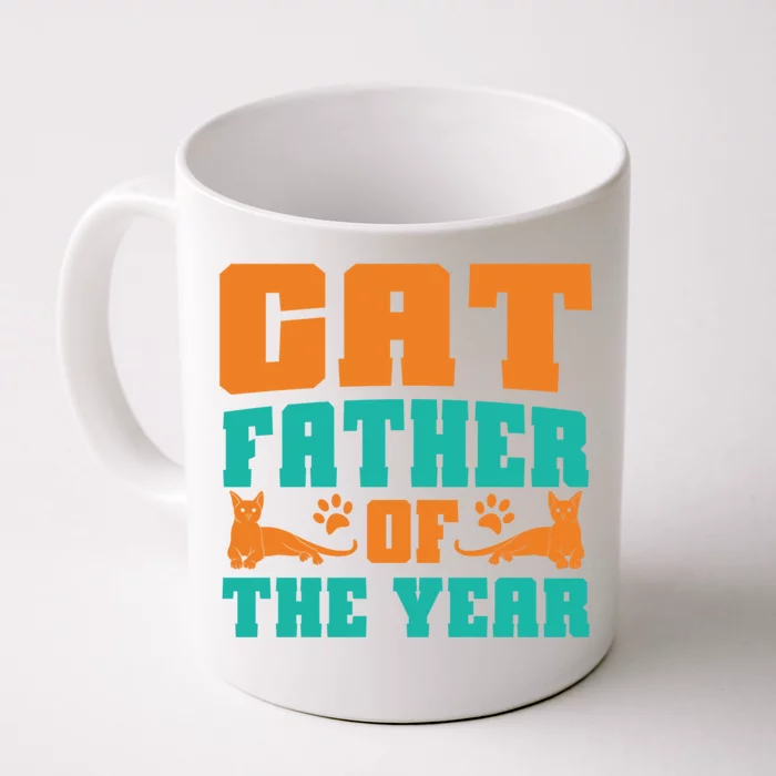 Cat Father Of The Year Cat Dad Gift Front & Back Coffee Mug