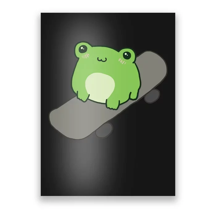 Cute Frog On Skateboard Kawaii Aesthetic Frog Poster