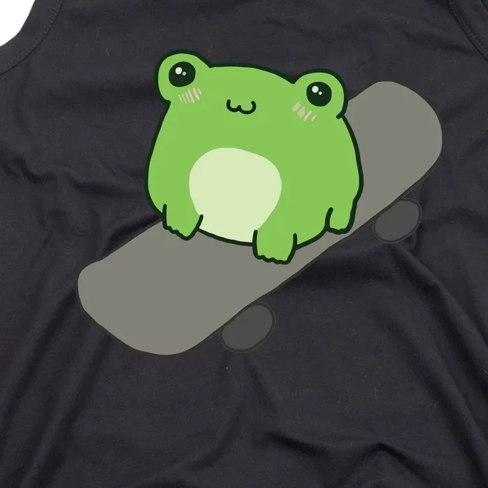 Cute Frog On Skateboard Kawaii Aesthetic Frog Tank Top