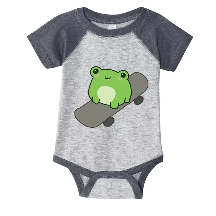 Cute Frog On Skateboard Kawaii Aesthetic Frog Infant Baby Jersey Bodysuit