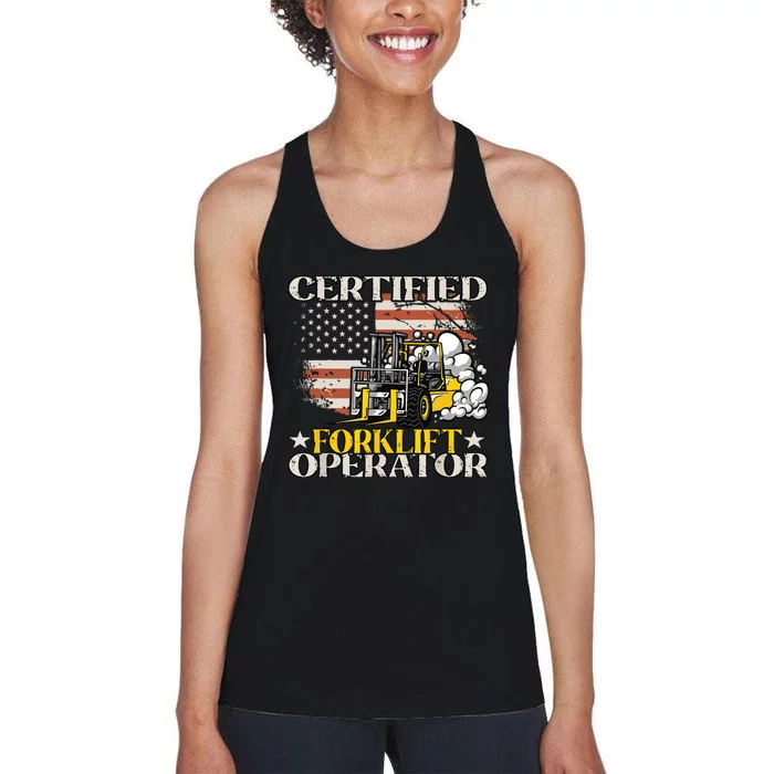 Certified Forklift Operator Forklift Driver Gift Women's Racerback Tank