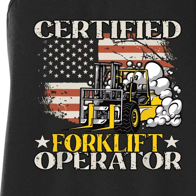 Certified Forklift Operator Forklift Driver Gift Women's Racerback Tank