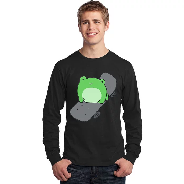 Cute Frog On Skateboard Kawaii Aesthetic Frog Tall Long Sleeve T-Shirt