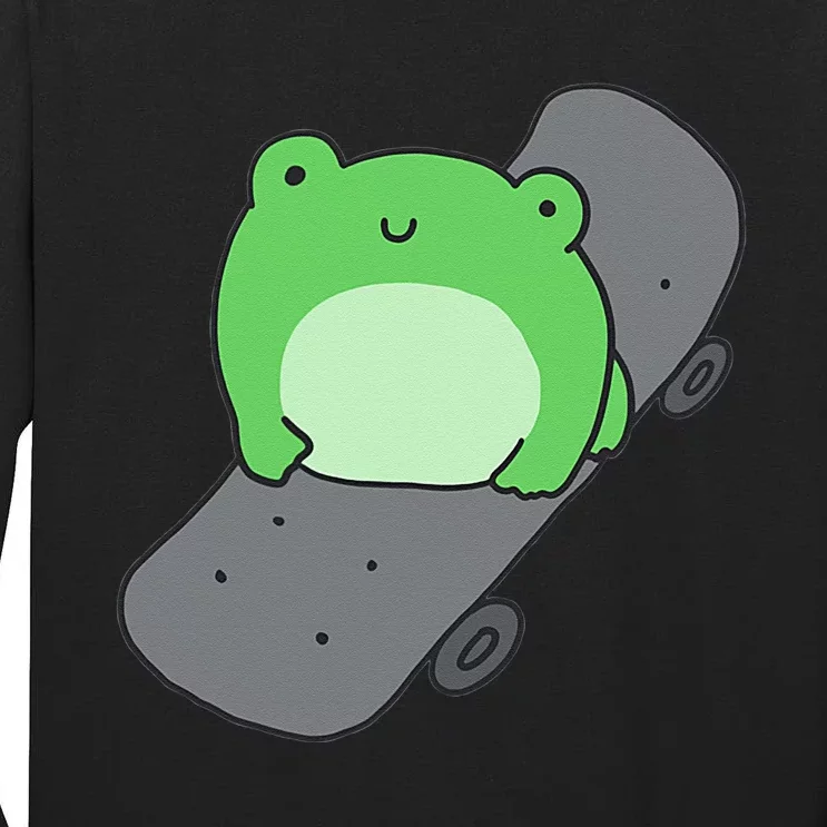 Cute Frog On Skateboard Kawaii Aesthetic Frog Tall Long Sleeve T-Shirt