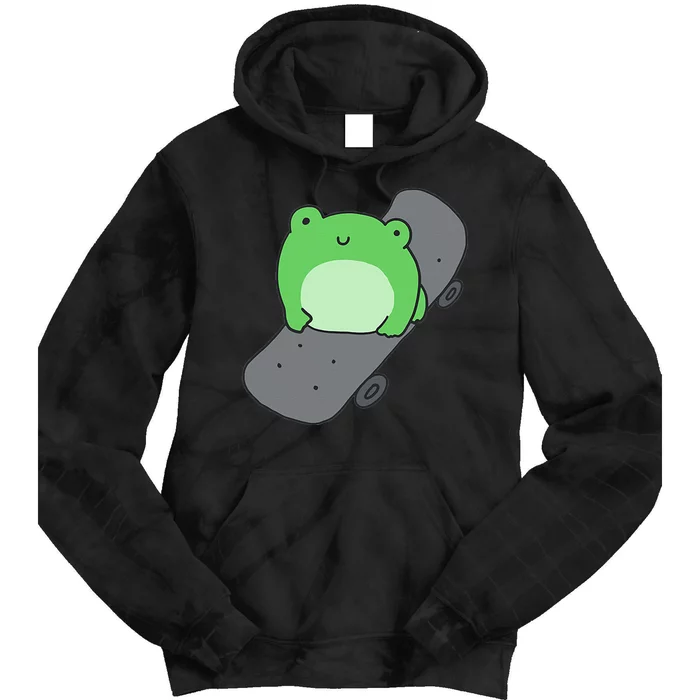 Cute Frog On Skateboard Kawaii Aesthetic Frog Tie Dye Hoodie