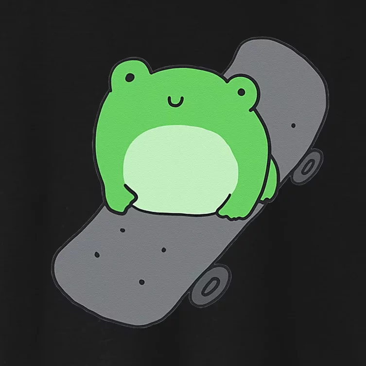 Cute Frog On Skateboard Kawaii Aesthetic Frog Women's Crop Top Tee