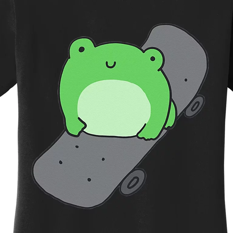 Cute Frog On Skateboard Kawaii Aesthetic Frog Women's T-Shirt