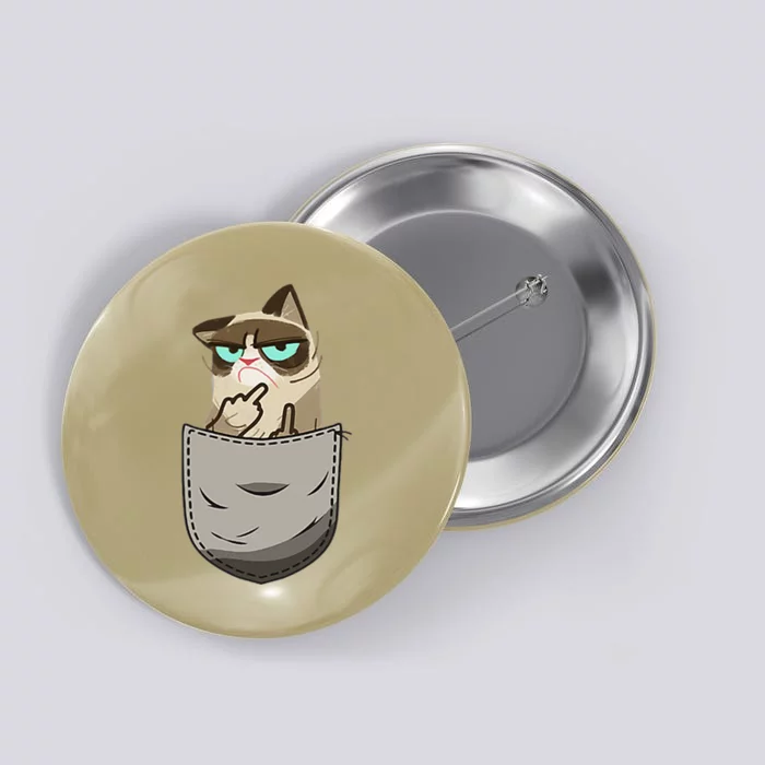 Cat Flipping Off Funny Animal Meme Sarcastic Kitten Owner Button