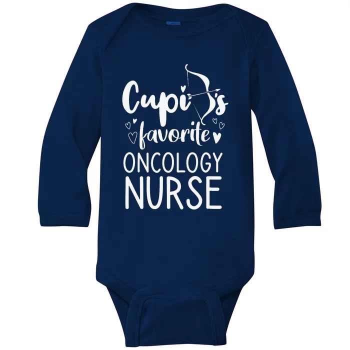 Cupid's Favorite Oncology Nurse Valentines Day Date Gift Baby Long Sleeve Bodysuit